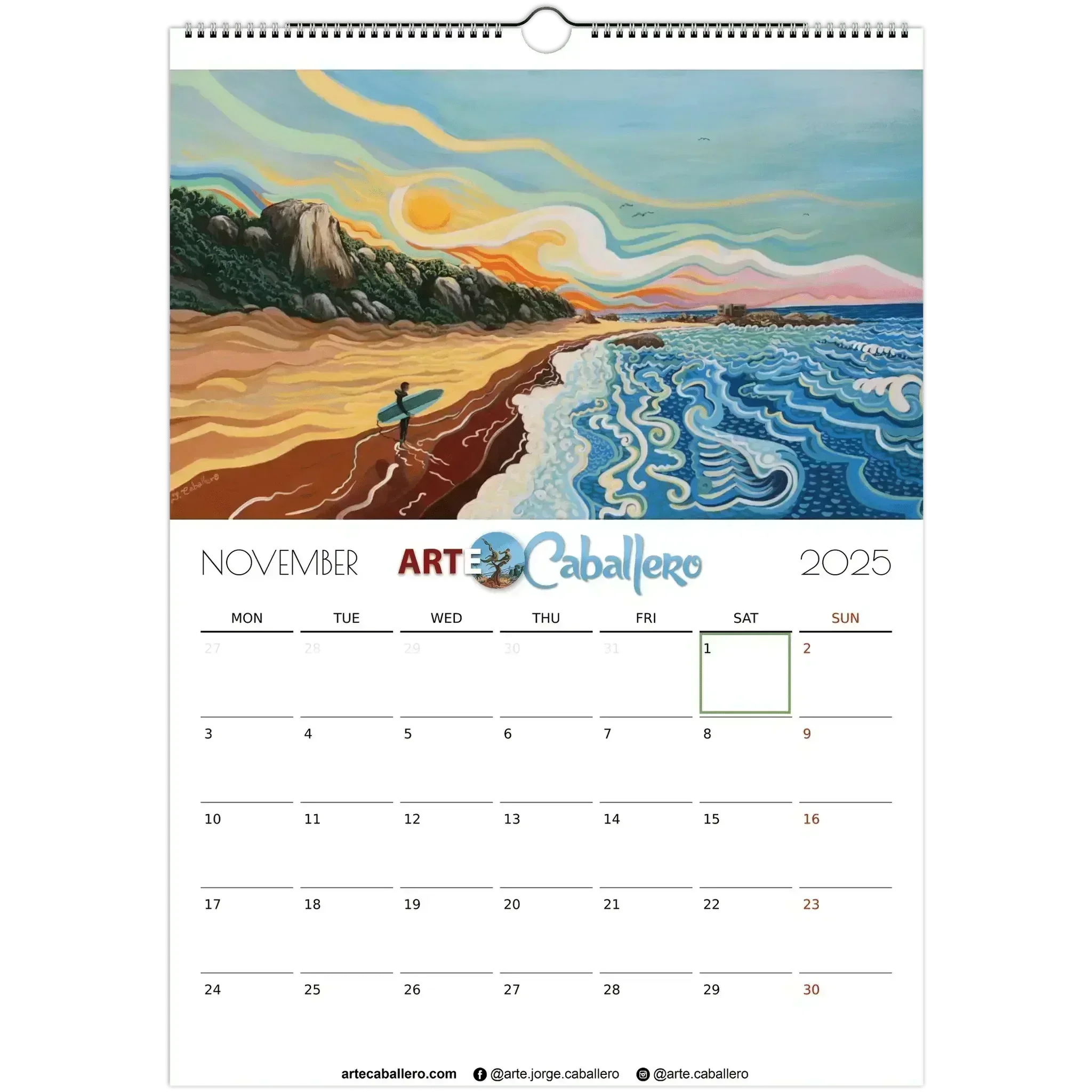 Calendar Costa de la Luz - EN - Holidays Andalusia & Gibraltar - 2025 (EU & Rest of World) - Arte Caballero