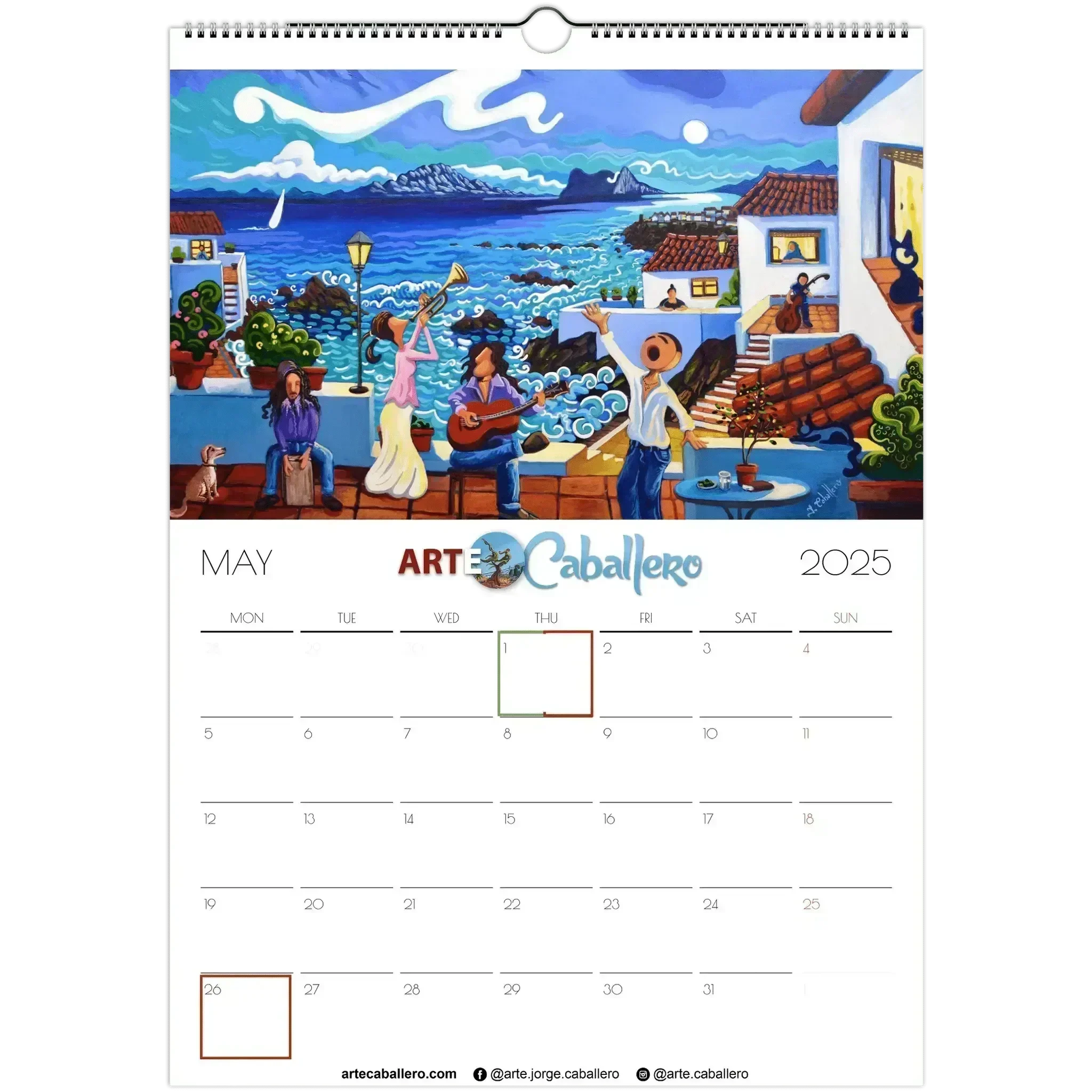 Calendar Costa del Sol - EN - Holidays Andalucia & Gibraltar - 2025 (EU & Rest of World) - Arte Caballero