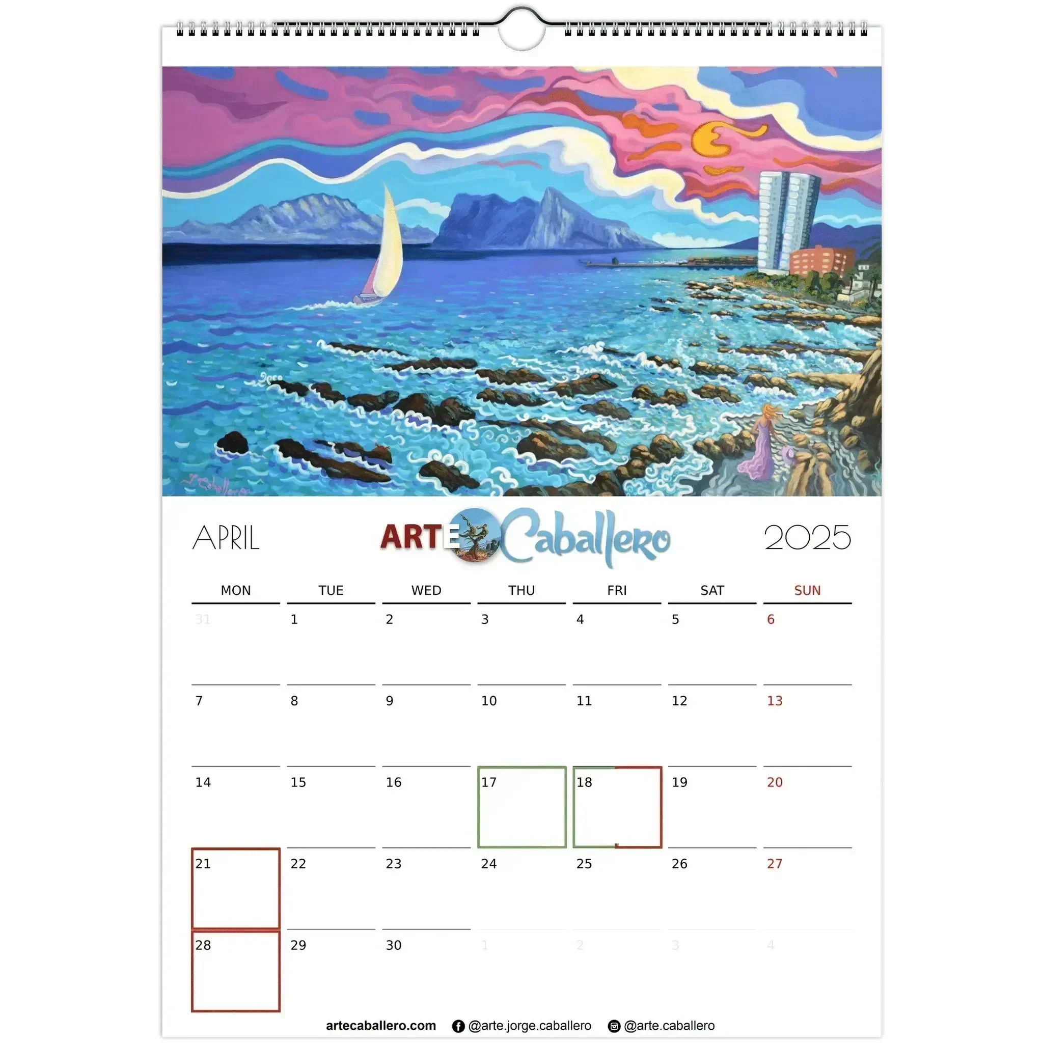 Calendar Costa del Sol - EN - Holidays Andalucia & Gibraltar - 2025 (EU & Rest of World) - Arte Caballero