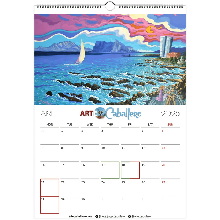 Calendar Costa del Sol - EN - Holidays Andalucia & Gibraltar - 2025 (EU & Rest of World) - Arte Caballero