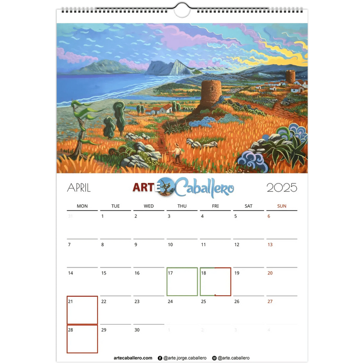 Calendar Gibraltar & Campo - EN - Holidays Andalucia & Gibraltar - 2025 (EU & Rest of World) - Arte Caballero