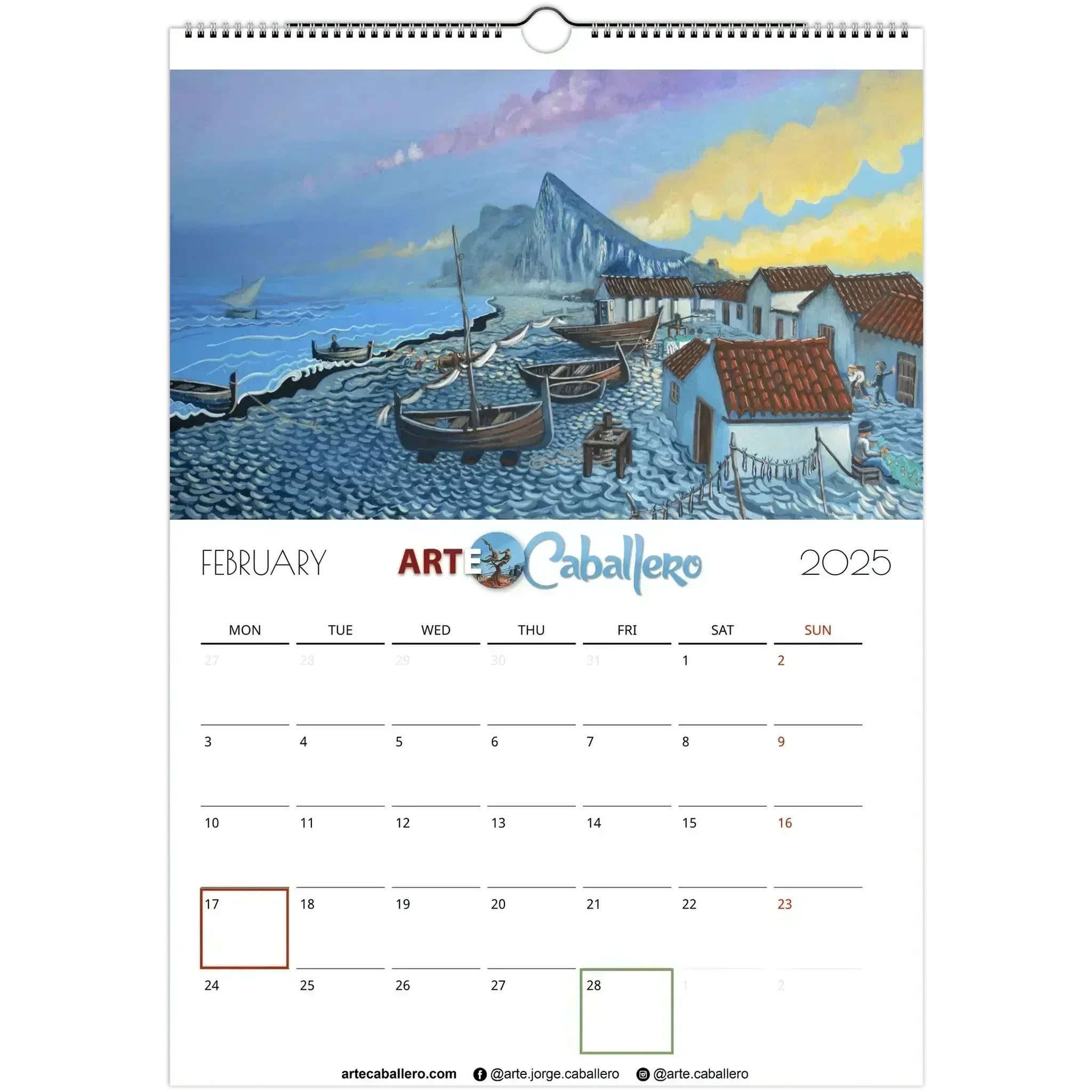 Calendar Gibraltar & Campo - EN - Holidays Andalucia & Gibraltar - 2025 (EU & Rest of World) - Arte Caballero