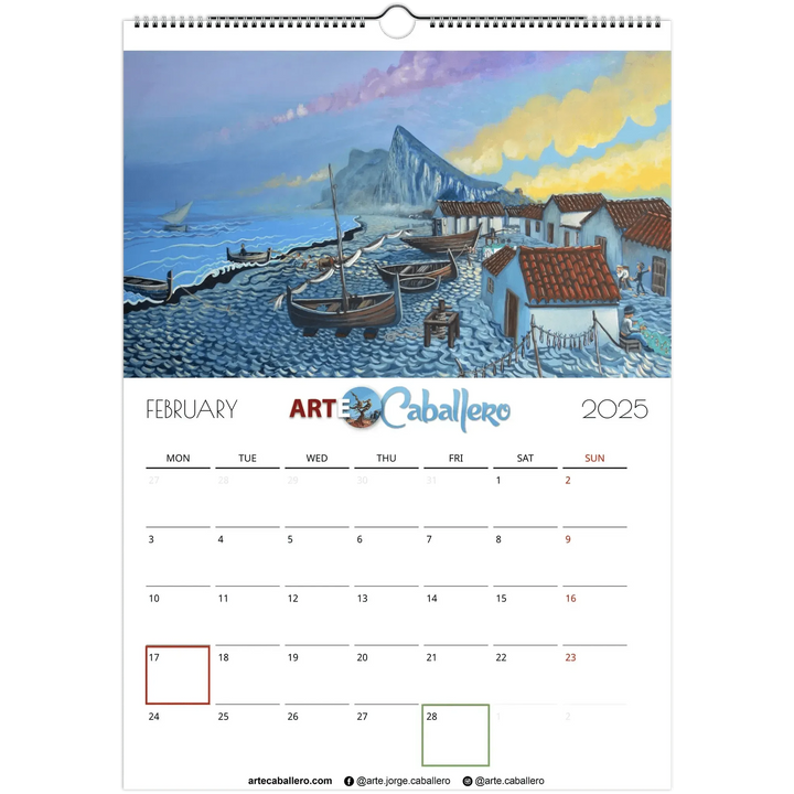 Calendar Gibraltar & Campo - EN - Holidays Andalucia & Gibraltar - 2025 (EU & Rest of World) - Arte Caballero