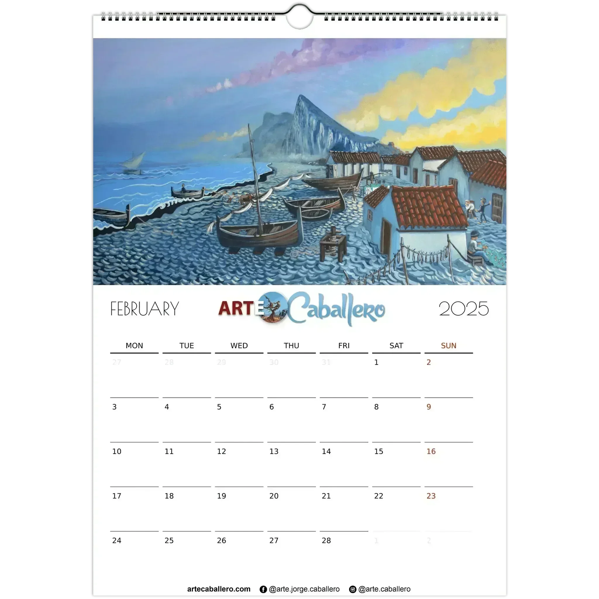 Calendar Gibraltar & Campo - EN - No Holidays - 2025 (EU & Rest of World) - Arte Caballero