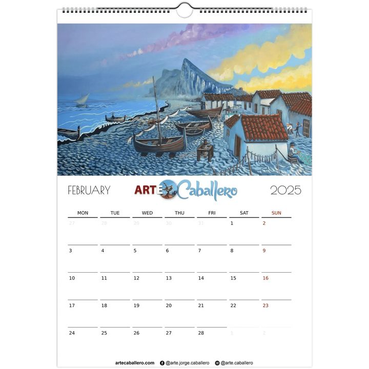 Calendar Gibraltar & Campo - EN - No Holidays - 2025 (EU & Rest of World) - Arte Caballero