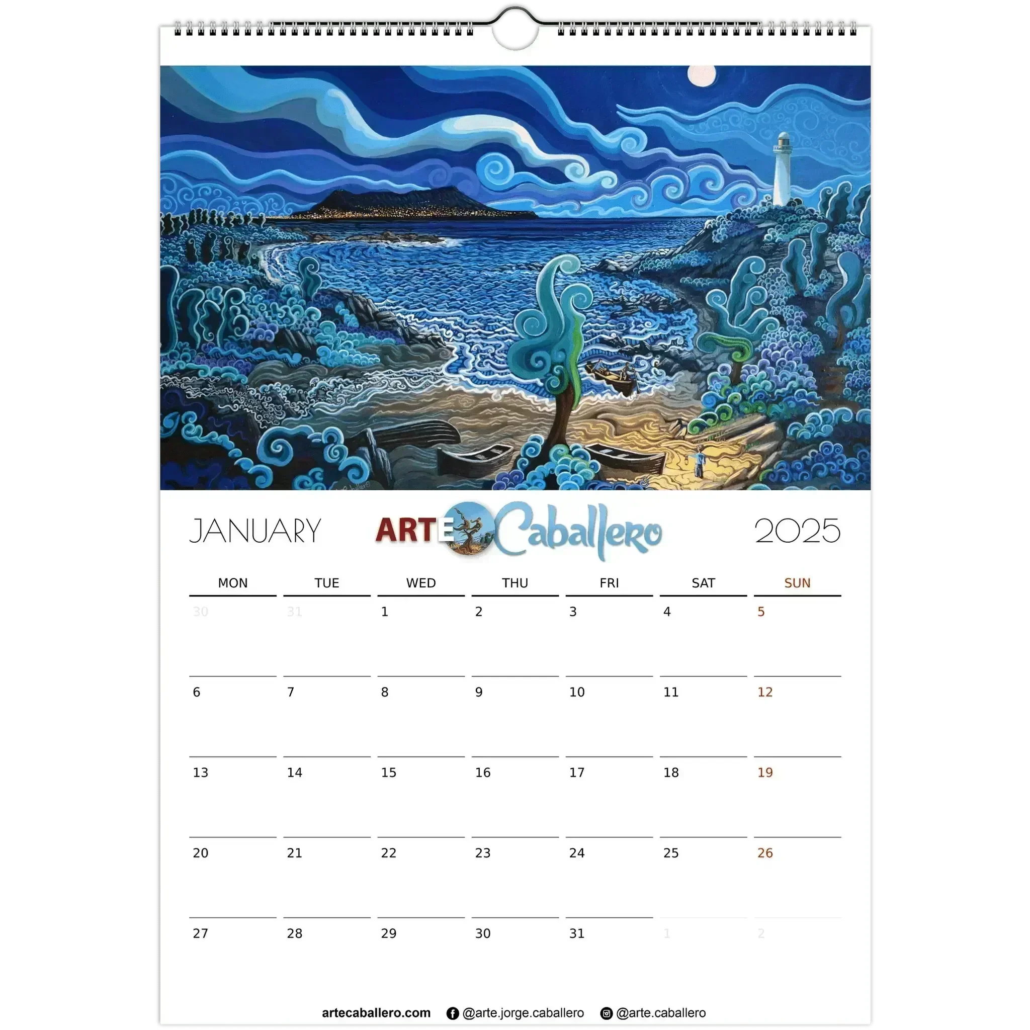 Calendar Gibraltar & Campo - EN - No Holidays - 2025 (EU & Rest of World) - Arte Caballero