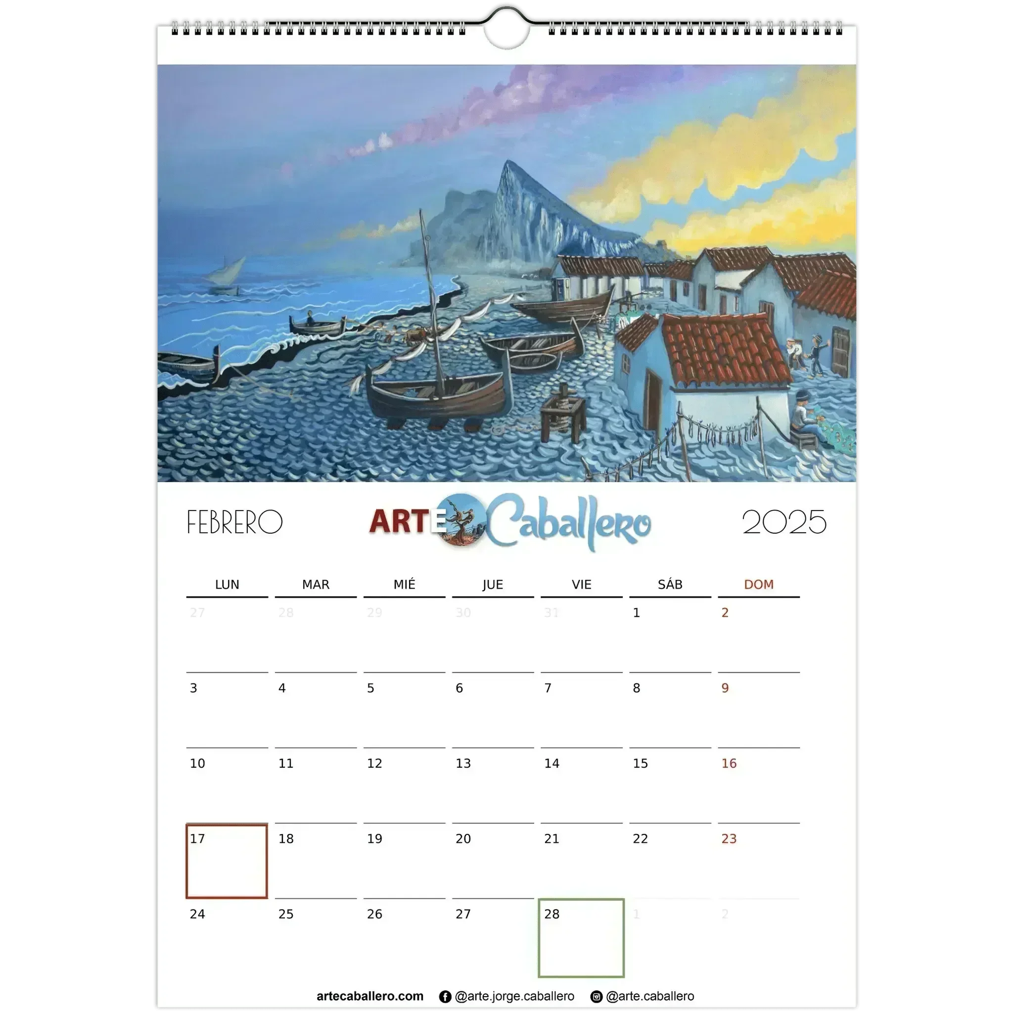 Calendario Campo de Gibraltar - ESP - Festivos Andalucia & Gibraltar - 2025 (EU & Rest of World) - Arte Caballero