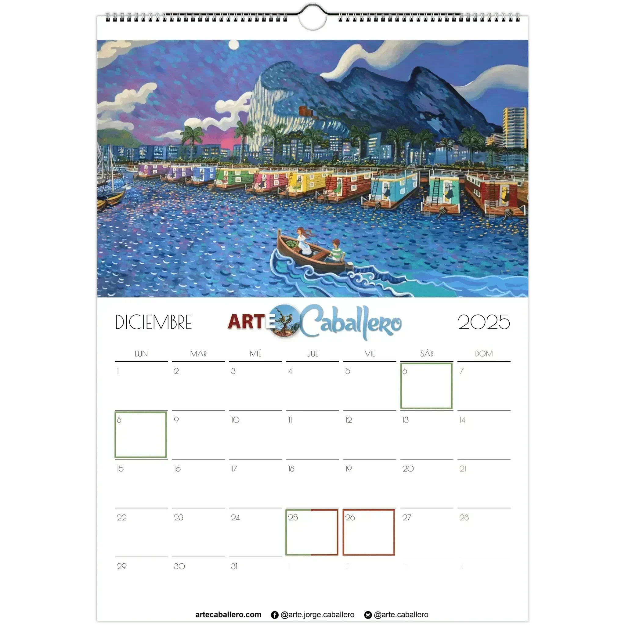 Calendario Campo de Gibraltar - ESP - Festivos Andalucia & Gibraltar - 2025 (EU & Rest of World) - Arte Caballero