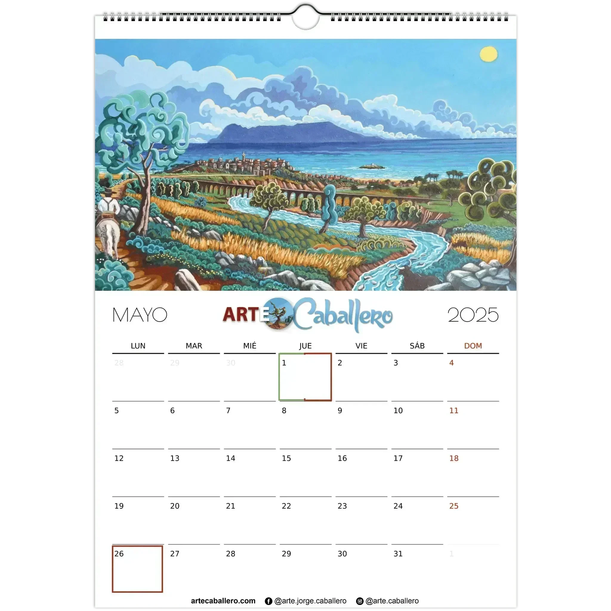 Calendario Campo de Gibraltar - ESP - Festivos Andalucia & Gibraltar - 2025 (EU & Rest of World) - Arte Caballero