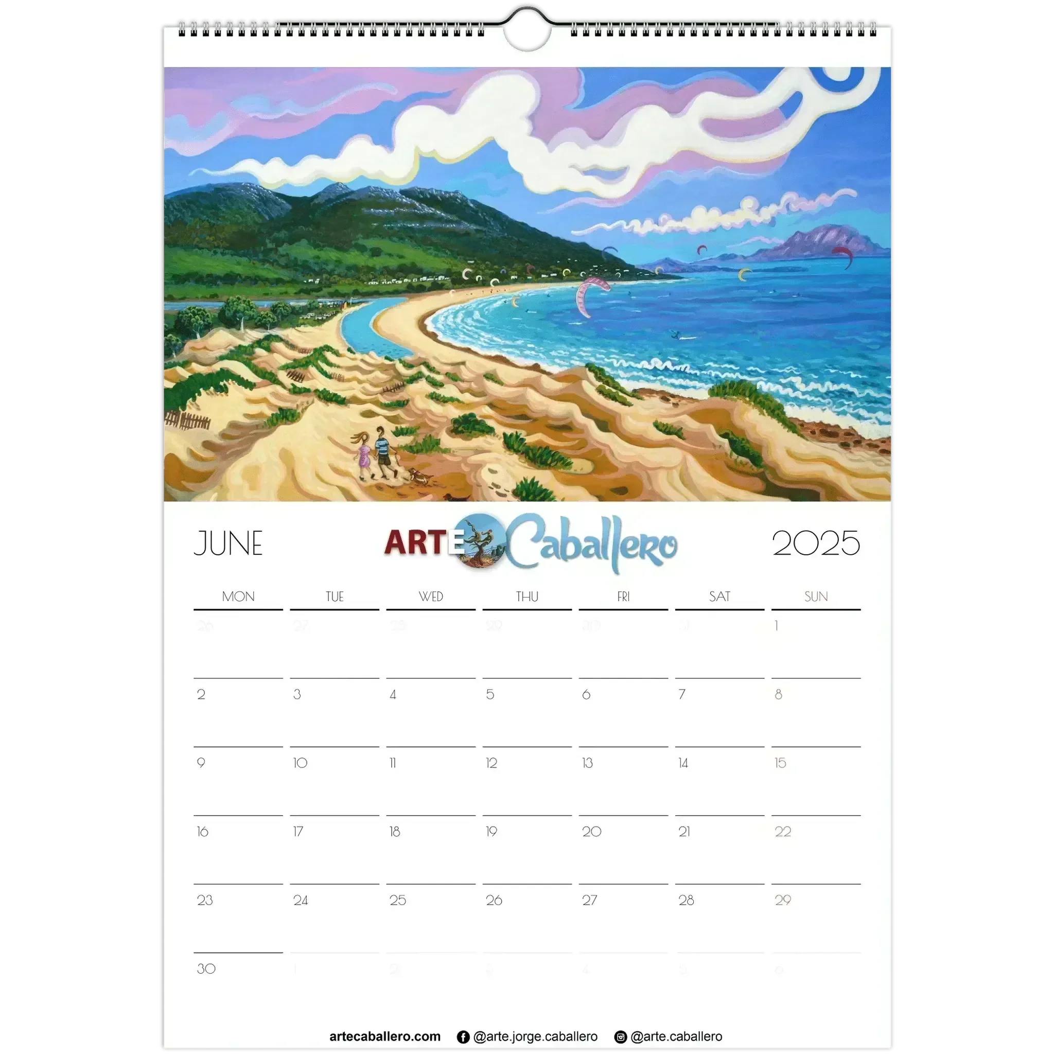 Calendario Costa de la Luz - EN - No Holidays - 2025 (EU & Rest of World) - Arte Caballero