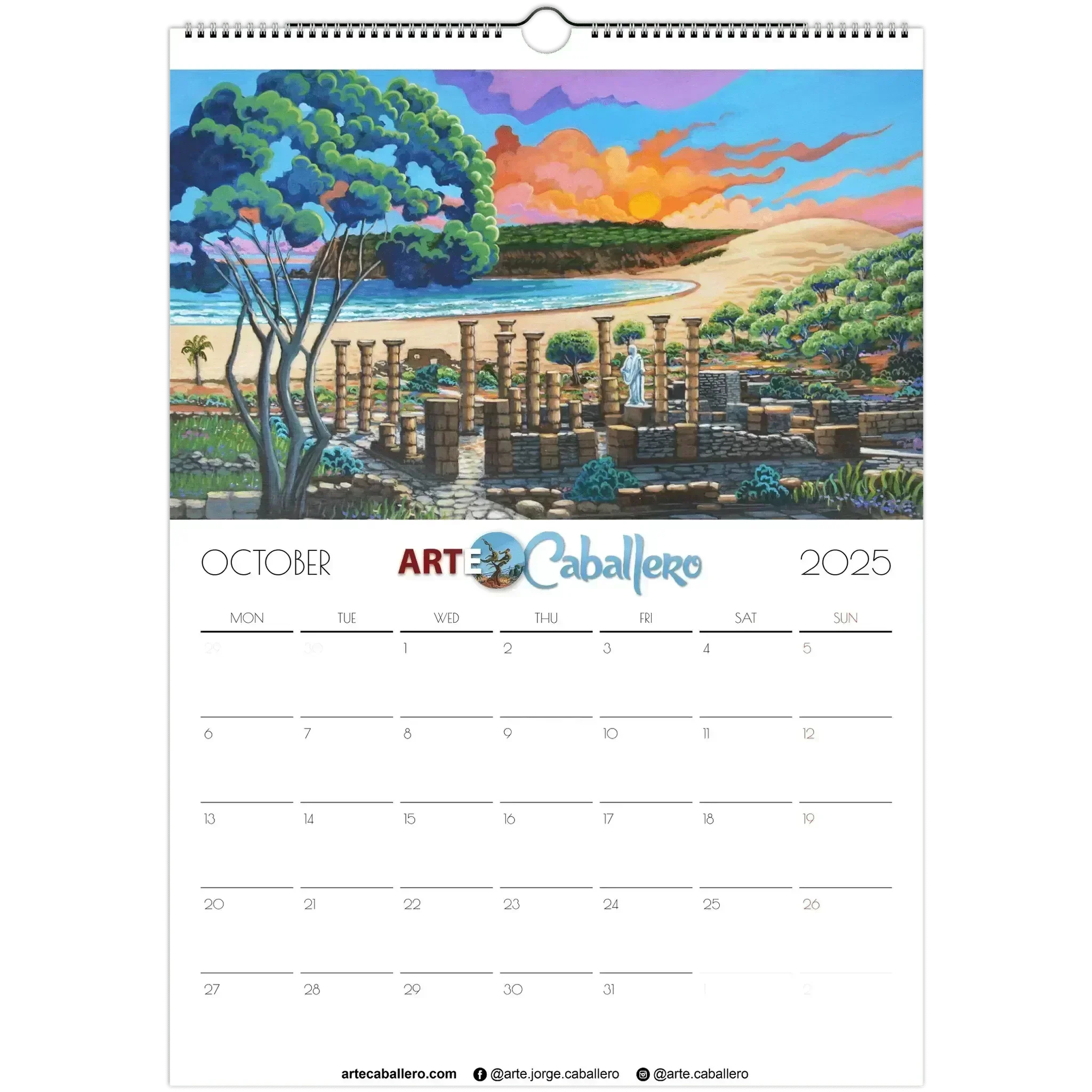 Calendario Costa de la Luz - EN - No Holidays - 2025 (EU & Rest of World) - Arte Caballero