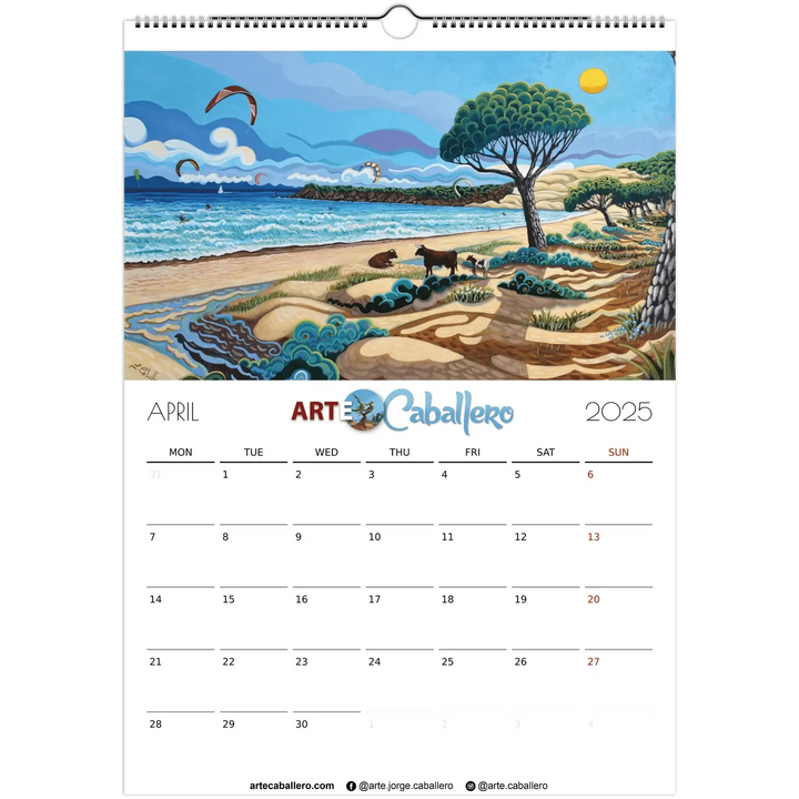 Calendario Costa de la Luz - EN - No Holidays - 2025 (EU & Rest of World) - Arte Caballero