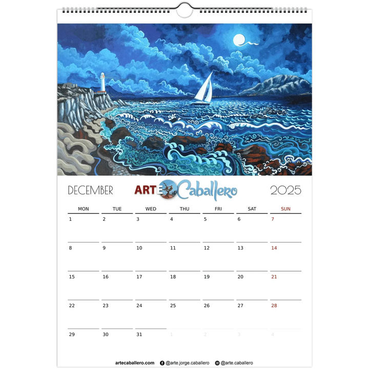 Calendario Costa de la Luz - EN - No Holidays - 2025 (EU & Rest of World) - Arte Caballero