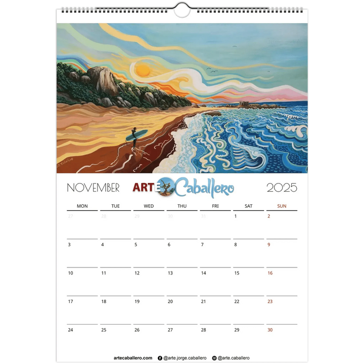 Calendario Costa de la Luz - EN - No Holidays - 2025 (EU & Rest of World) - Arte Caballero