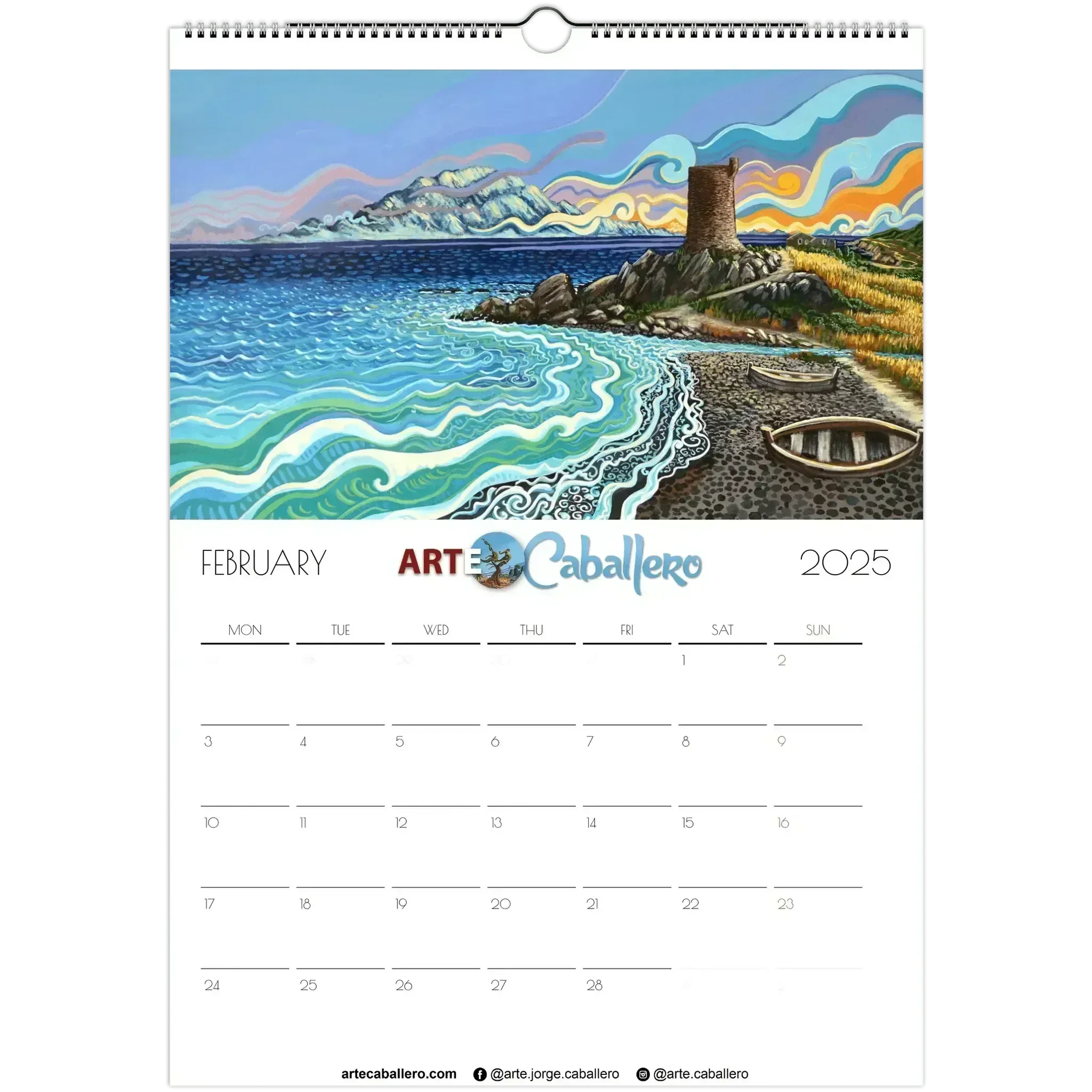 Calendario Costa de la Luz - EN - No Holidays - 2025 (EU & Rest of World) - Arte Caballero