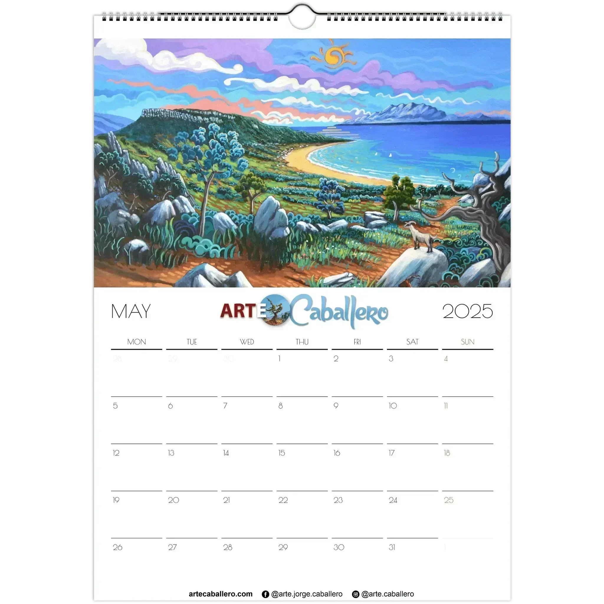 Calendario Costa de la Luz - EN - No Holidays - 2025 (EU & Rest of World) - Arte Caballero