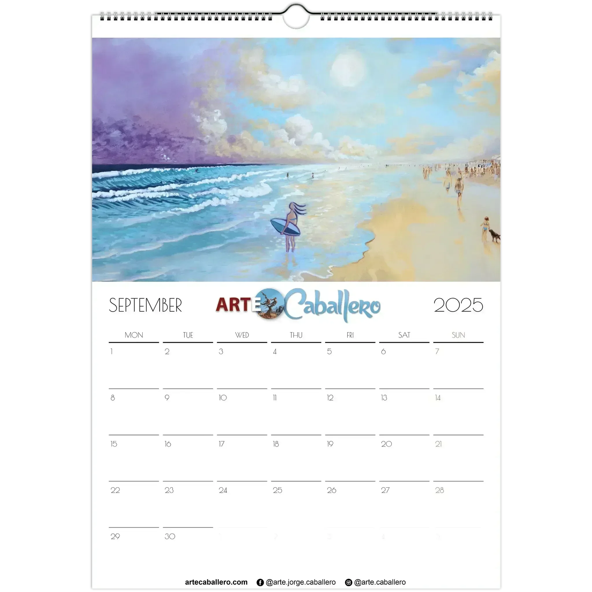 Calendario Costa de la Luz - EN - No Holidays - 2025 (EU & Rest of World) - Arte Caballero