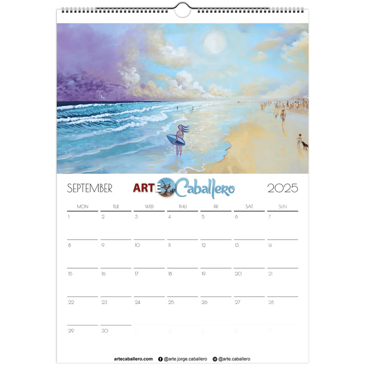 Calendario Costa de la Luz - EN - No Holidays - 2025 (EU & Rest of World) - Arte Caballero