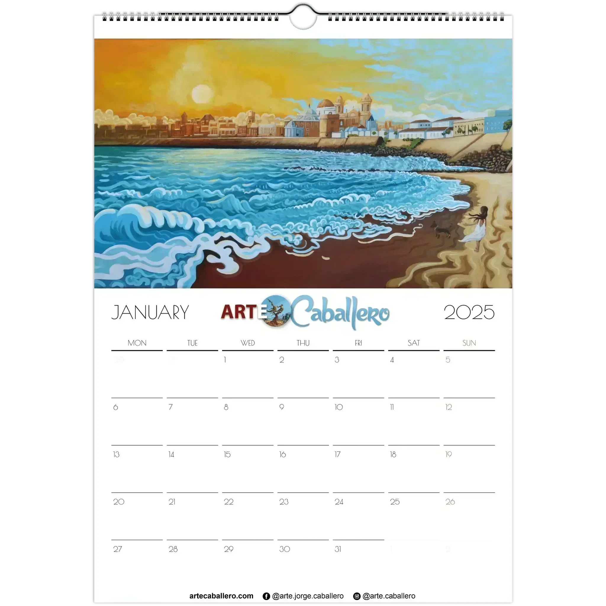 Calendario Costa de la Luz - EN - No Holidays - 2025 (EU & Rest of World) - Arte Caballero