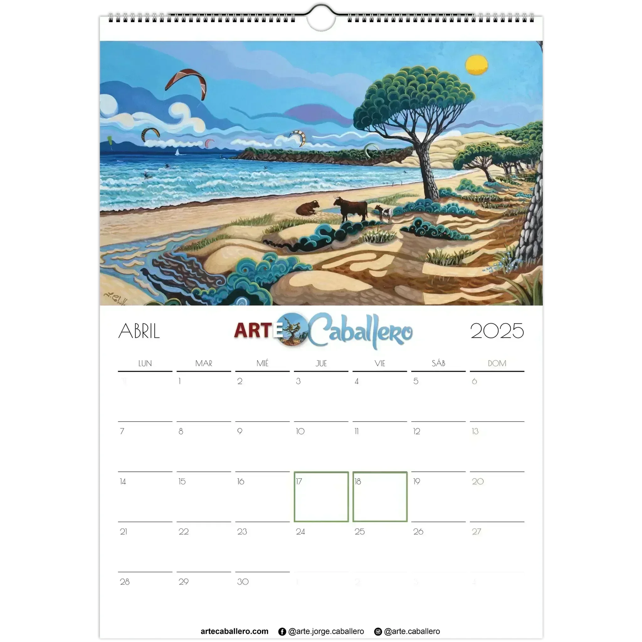 Calendario Costa de la Luz - ESP Festivos Andalucia - 2025 (EU & Rest of World) - Arte Caballero