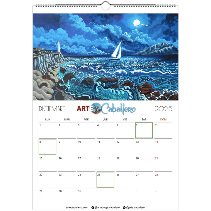 Calendario Costa de la Luz - ESP Festivos Andalucia - 2025 (EU & Rest of World) - Arte Caballero