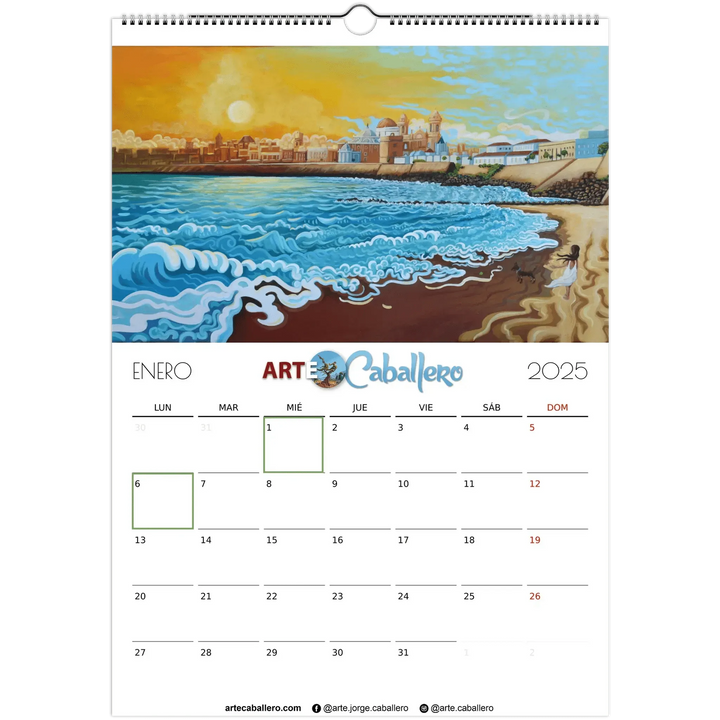 Calendario Costa de la Luz - ESP Festivos Andalucia - 2025 (EU & Rest of World) - Arte Caballero