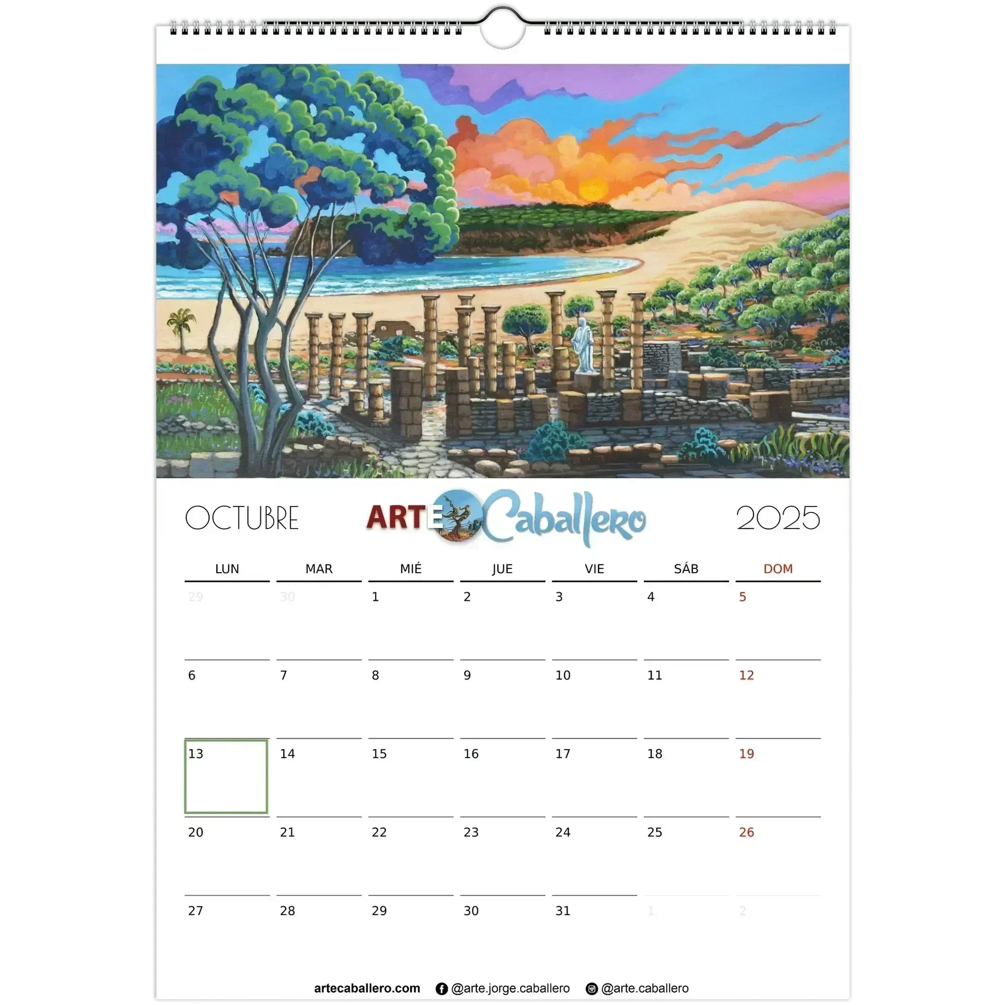 Calendario Costa de la Luz - ESP - Festivos Andalucia & Gibraltar - 2025 (EU & Rest of World) - Arte Caballero