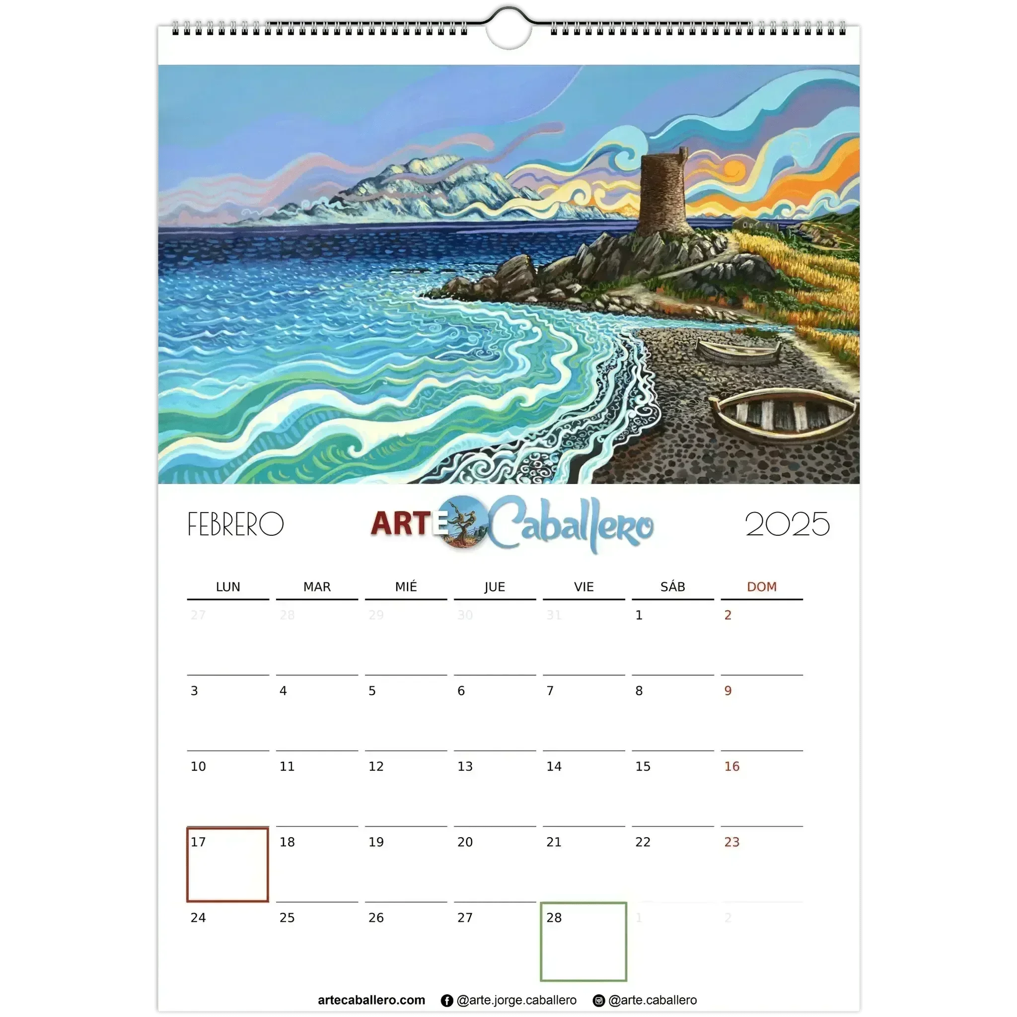 Calendario Costa de la Luz - ESP - Festivos Andalucia & Gibraltar - 2025 (EU & Rest of World) - Arte Caballero