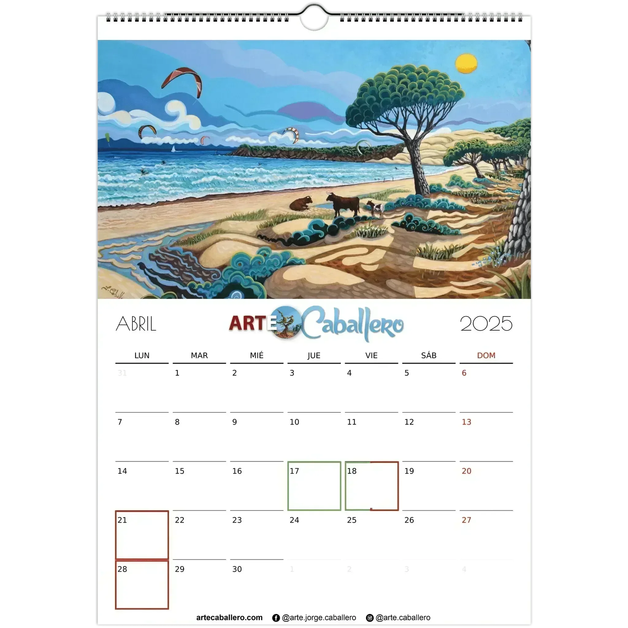 Calendario Costa de la Luz - ESP - Festivos Andalucia & Gibraltar - 2025 (EU & Rest of World) - Arte Caballero