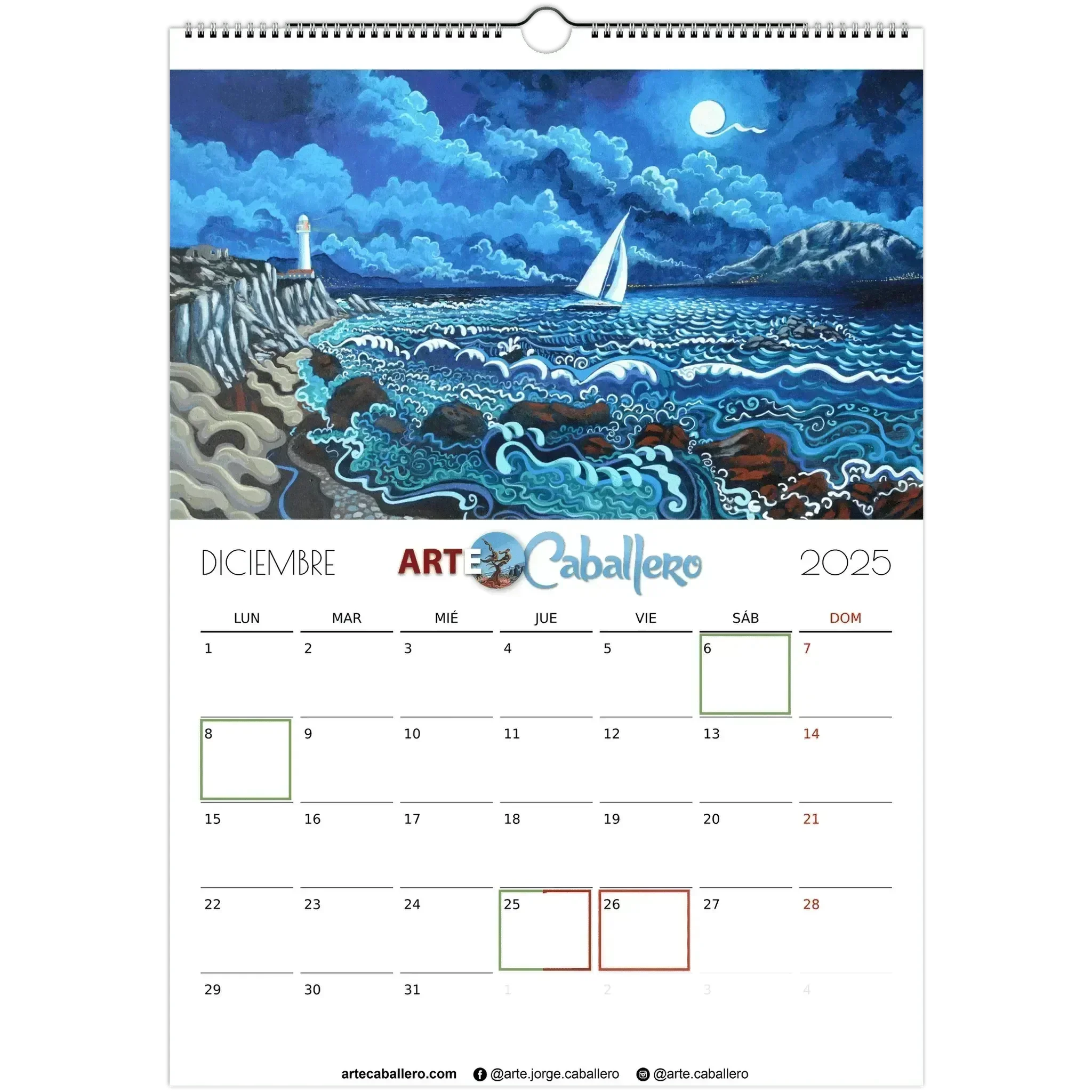 Calendario Costa de la Luz - ESP - Festivos Andalucia & Gibraltar - 2025 (EU & Rest of World) - Arte Caballero