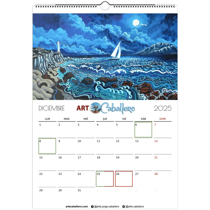 Calendario Costa de la Luz - ESP - Festivos Andalucia & Gibraltar - 2025 (EU & Rest of World) - Arte Caballero