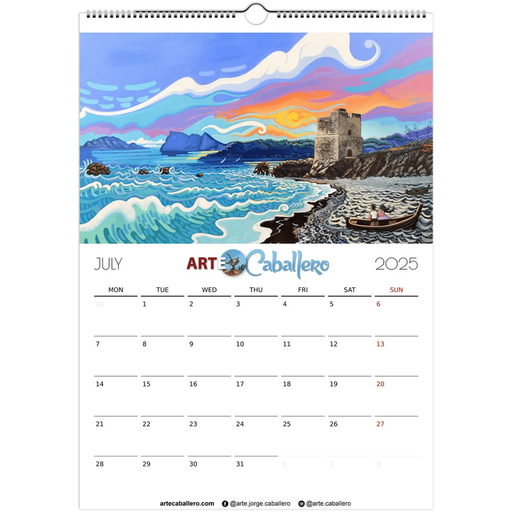 Calendario Costa del Sol - EN - No Holidays - 2025 (EU & Rest of World) - Arte Caballero