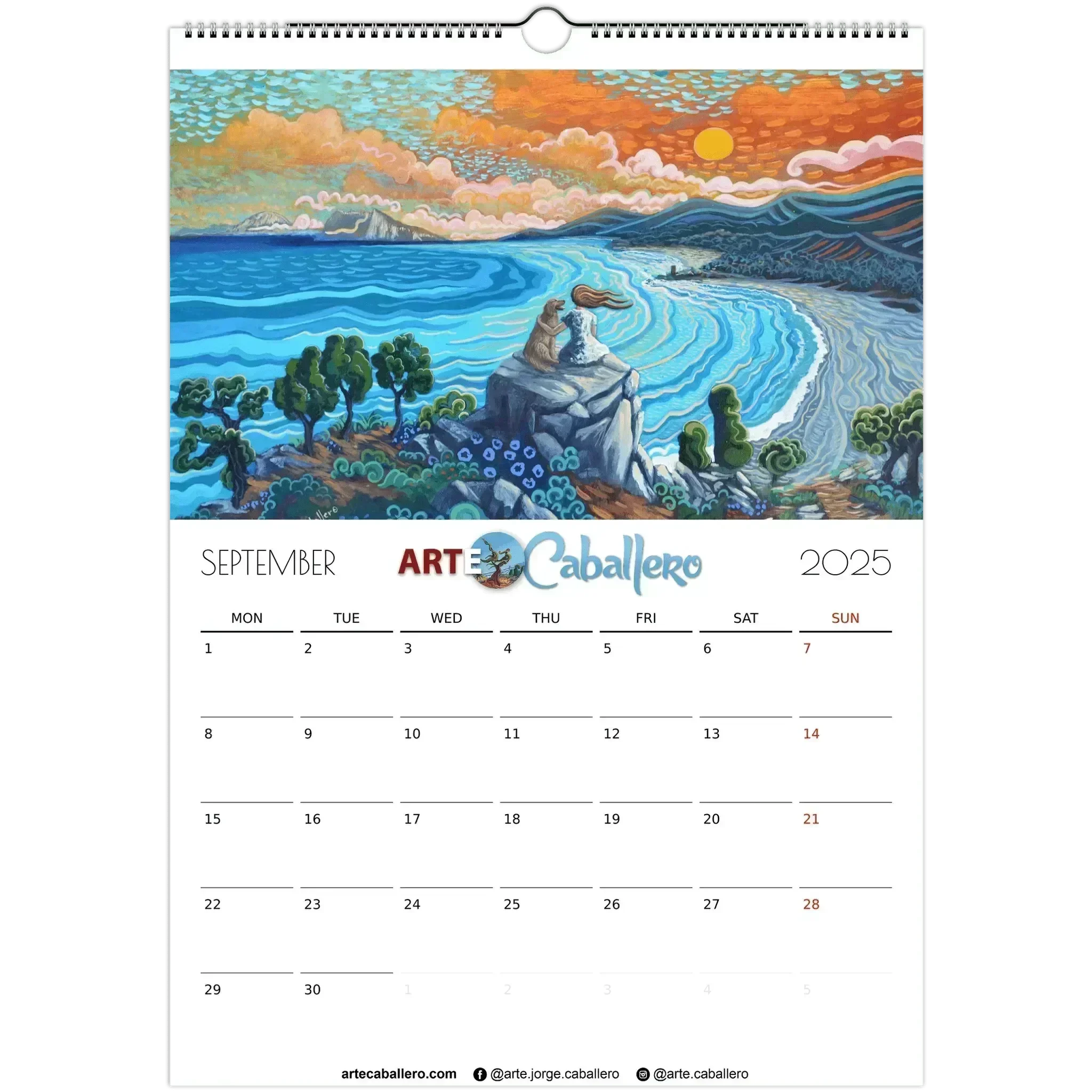 Calendario Costa del Sol - EN - No Holidays - 2025 (EU & Rest of World) - Arte Caballero