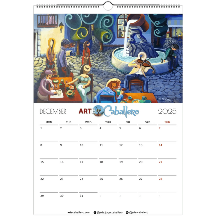 Calendario Costa del Sol - EN - No Holidays - 2025 (EU & Rest of World) - Arte Caballero