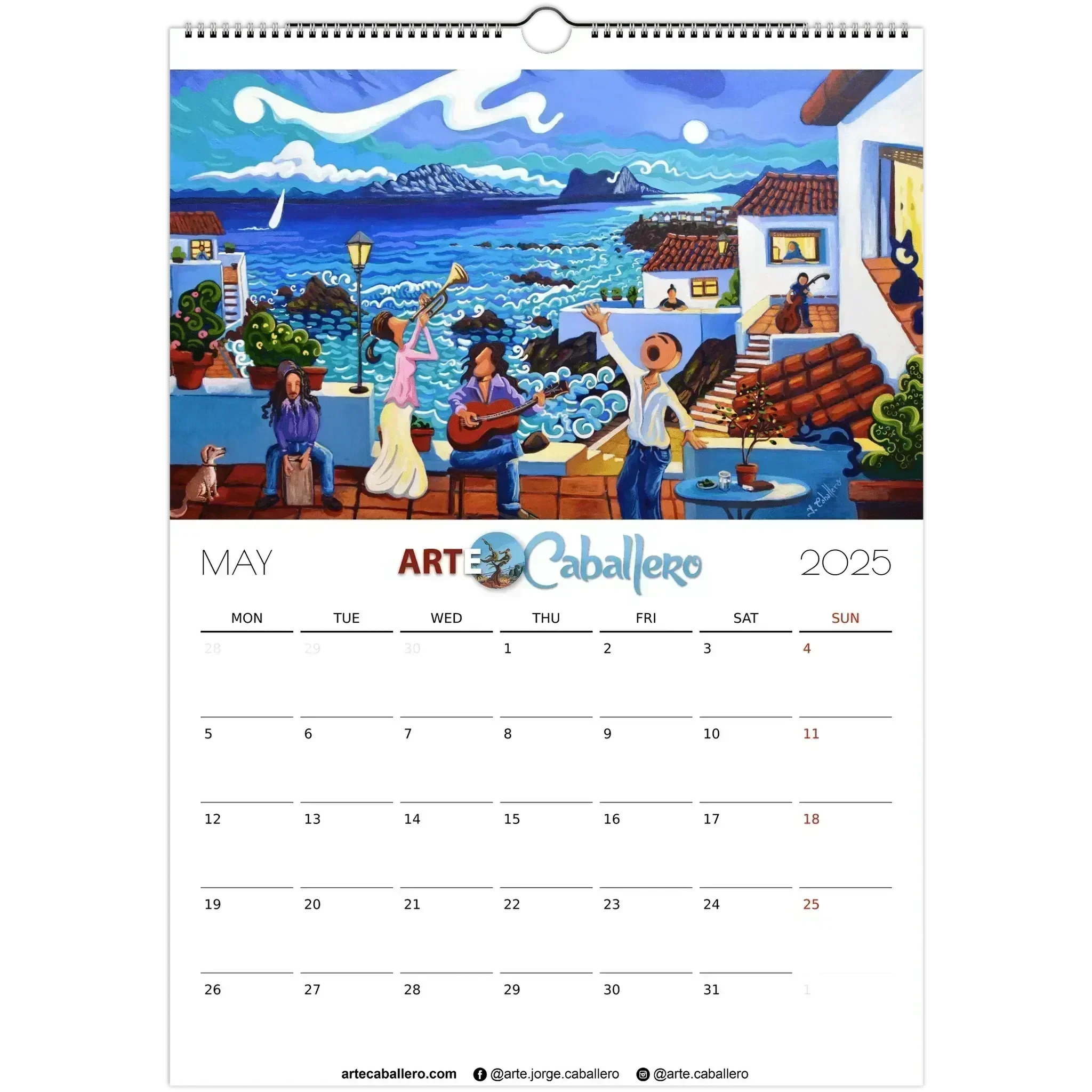 Calendario Costa del Sol - EN - No Holidays - 2025 (EU & Rest of World) - Arte Caballero