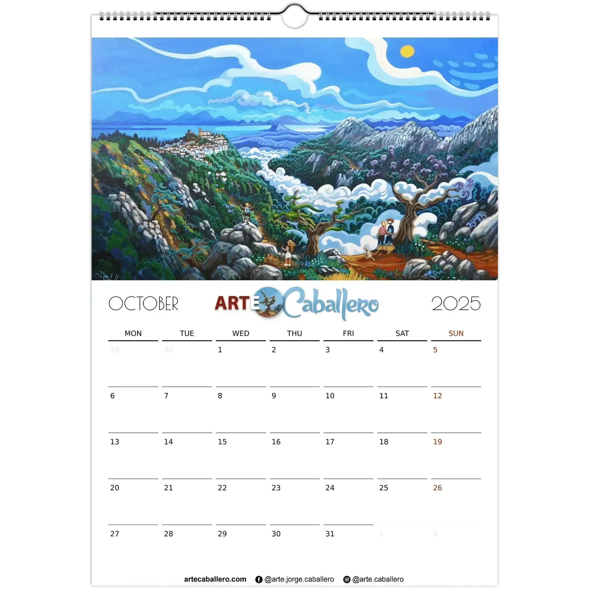 Calendario Costa del Sol - EN - No Holidays - 2025 (EU & Rest of World) - Arte Caballero