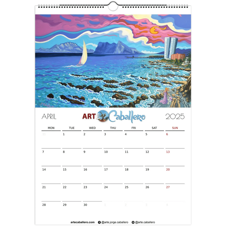 Calendario Costa del Sol - EN - No Holidays - 2025 (EU & Rest of World) - Arte Caballero