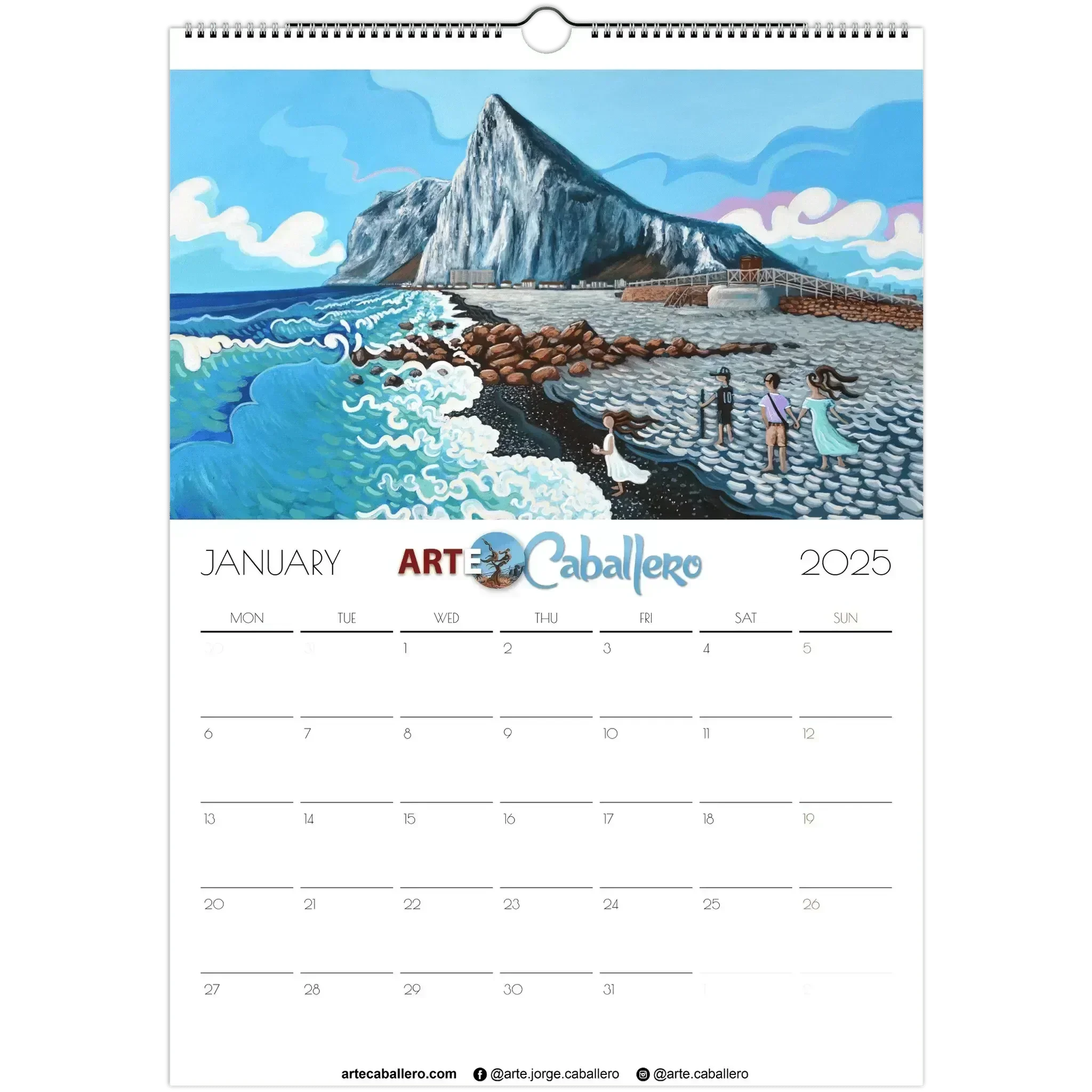 Calendario Costa del Sol - EN - No Holidays - 2025 (EU & Rest of World) - Arte Caballero