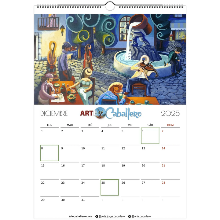 Calendario Costa del Sol - ESP - Festivos Andalucia - 2025 (EU & Rest of World) - Arte Caballero