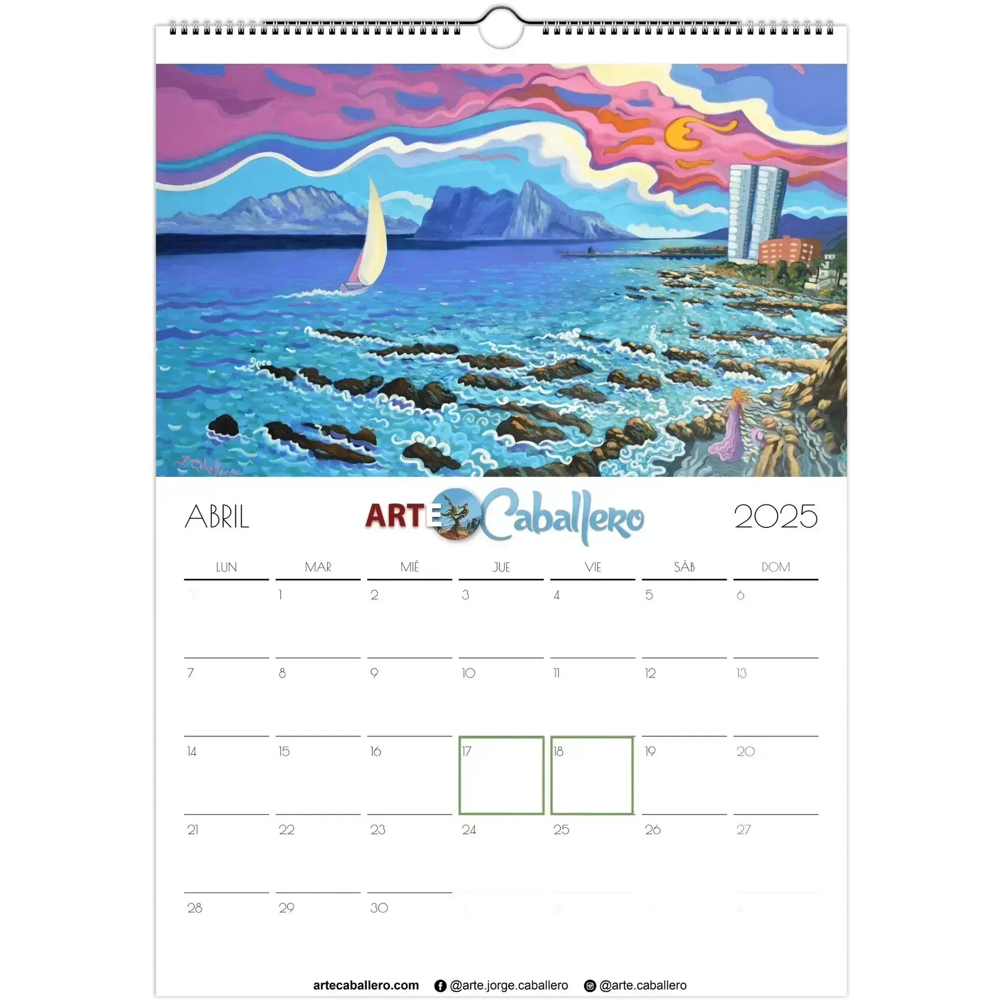 Calendario Costa del Sol - ESP - Festivos Andalucia - 2025 (EU & Rest of World) - Arte Caballero