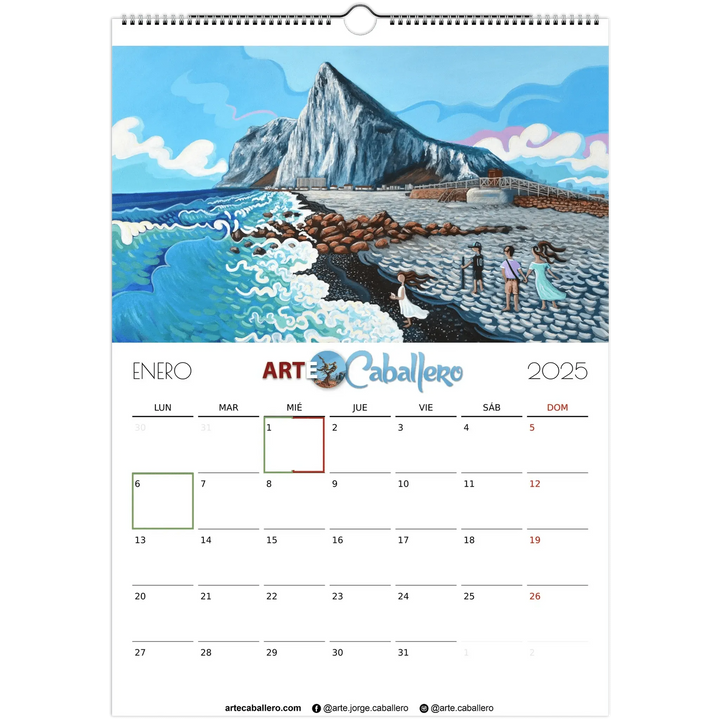 Calendario Costa del Sol - ESP - Festivos Andalucia & Gibraltar - 2025 (EU & Rest of World) - Arte Caballero