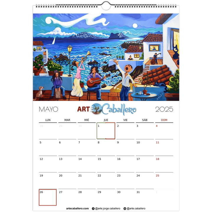 Calendario Costa del Sol - ESP - Festivos Andalucia & Gibraltar - 2025 (EU & Rest of World) - Arte Caballero