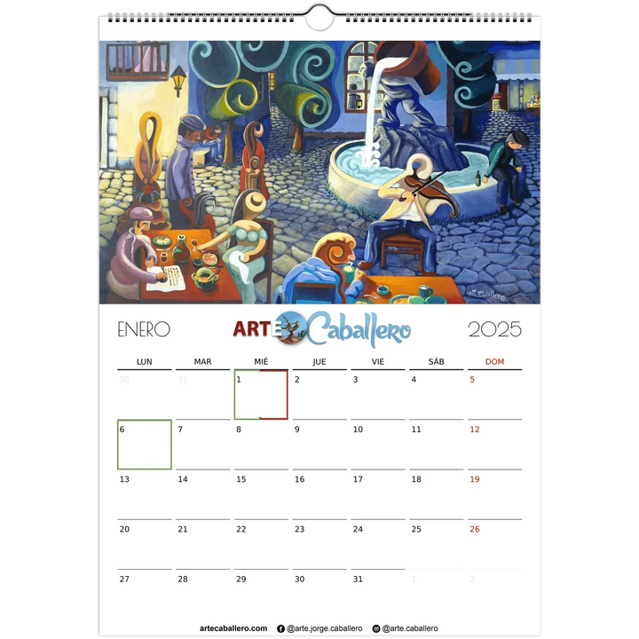 Calendario Selección del Editor - ESP - Festivos Andalucia & Gibraltar - 2025 (EU & Rest of World) - Arte Caballero