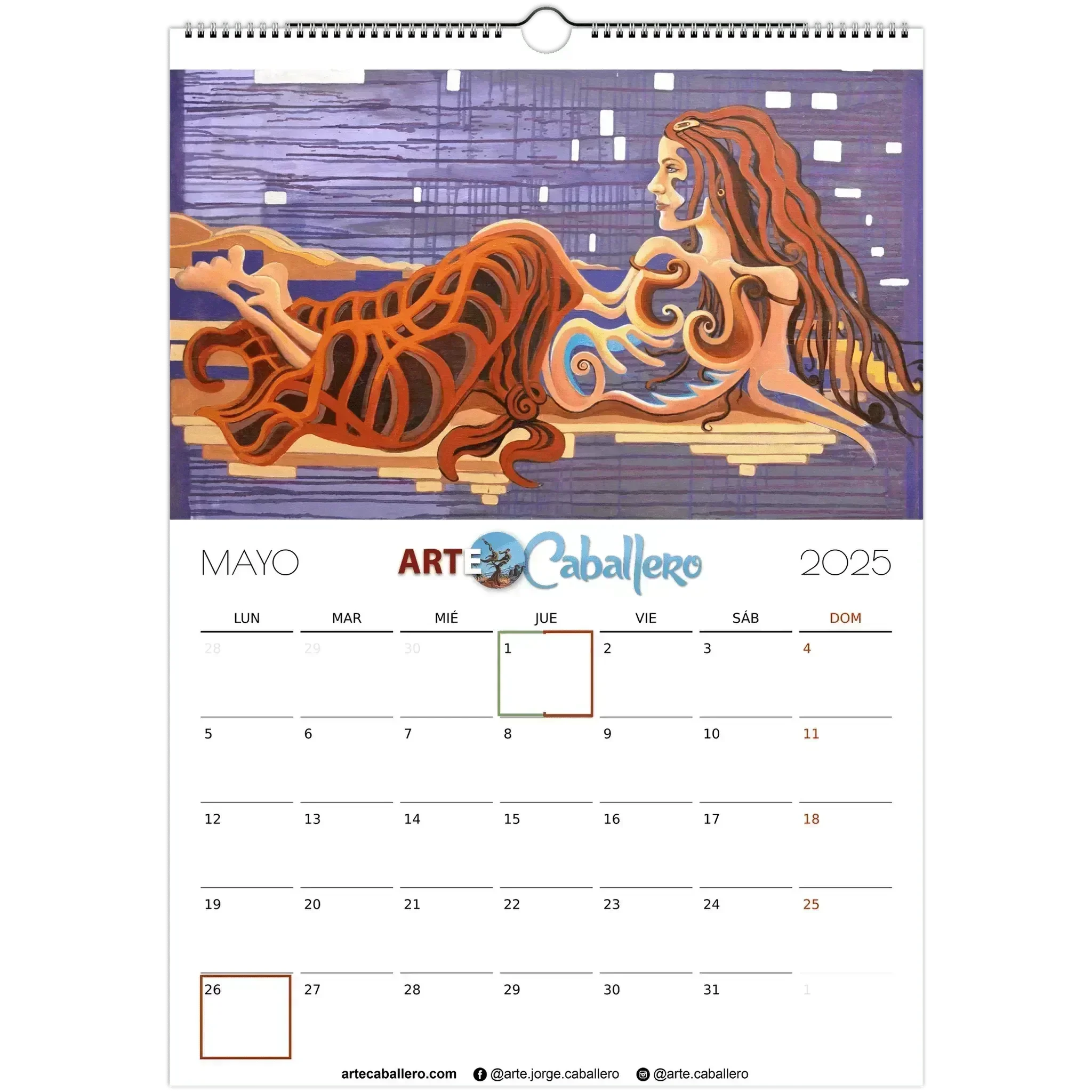 Calendario Selección del Editor - ESP - Festivos Andalucia & Gibraltar - 2025 (EU & Rest of World) - Arte Caballero