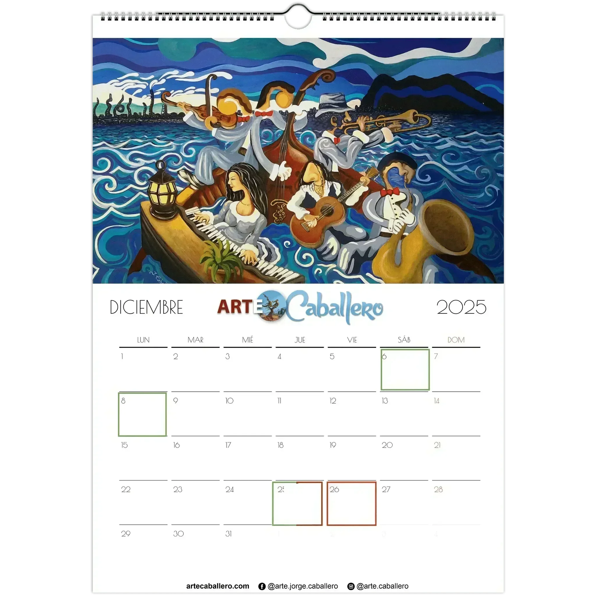 Calendario Selección del Editor - ESP - Festivos Andalucia & Gibraltar - 2025 (EU & Rest of World) - Arte Caballero