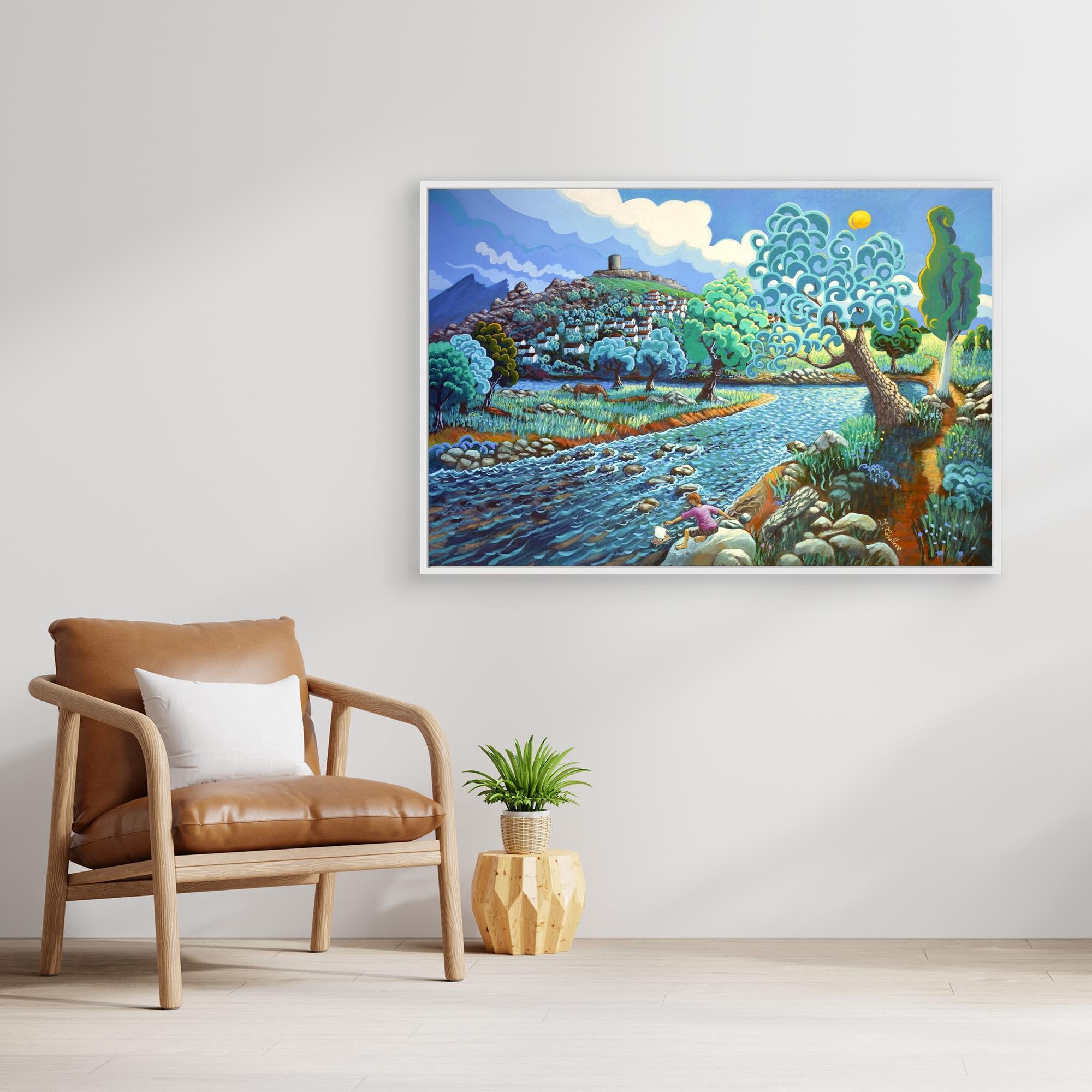 N1 -By the river, Jimena  - Framed Canvas Art Print