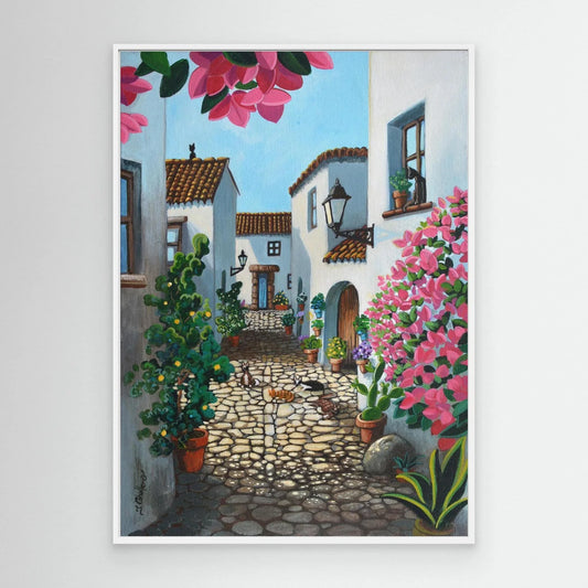 N214 -The Cats of Castellar  - Framed Canvas Art Print