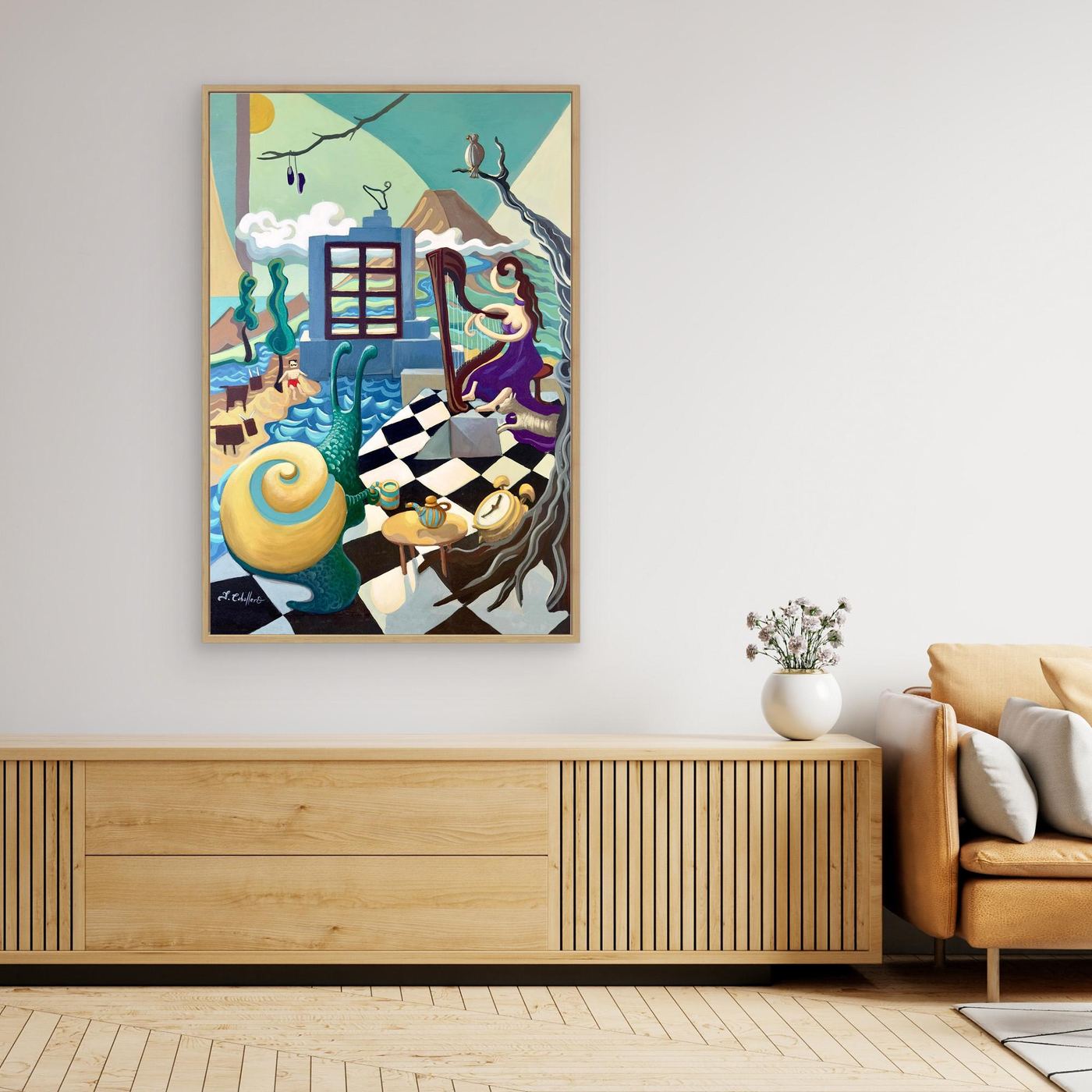 N231 -  Somewhere when time listens -Framed Canvas