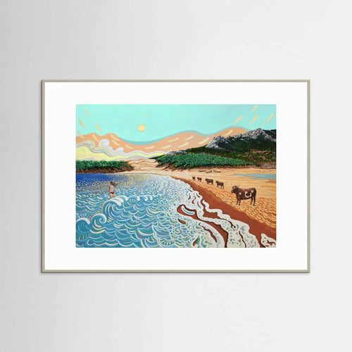 N17 - Die Kühe von Bolonia - Gerahmter Kunstdruck auf Feinstpapier