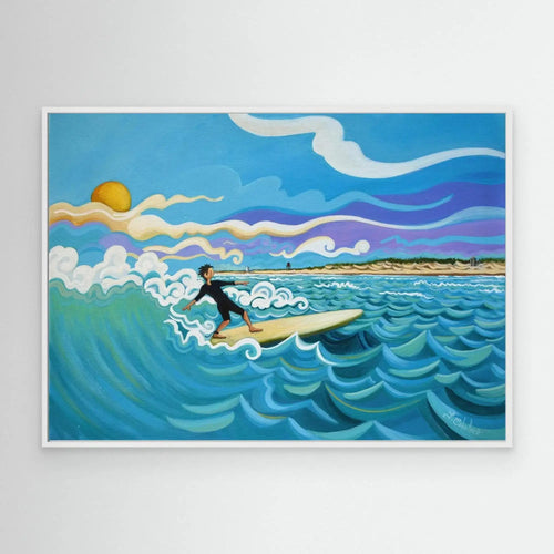 N204 - Surfing El Palmar - Framed Canvas Art Print